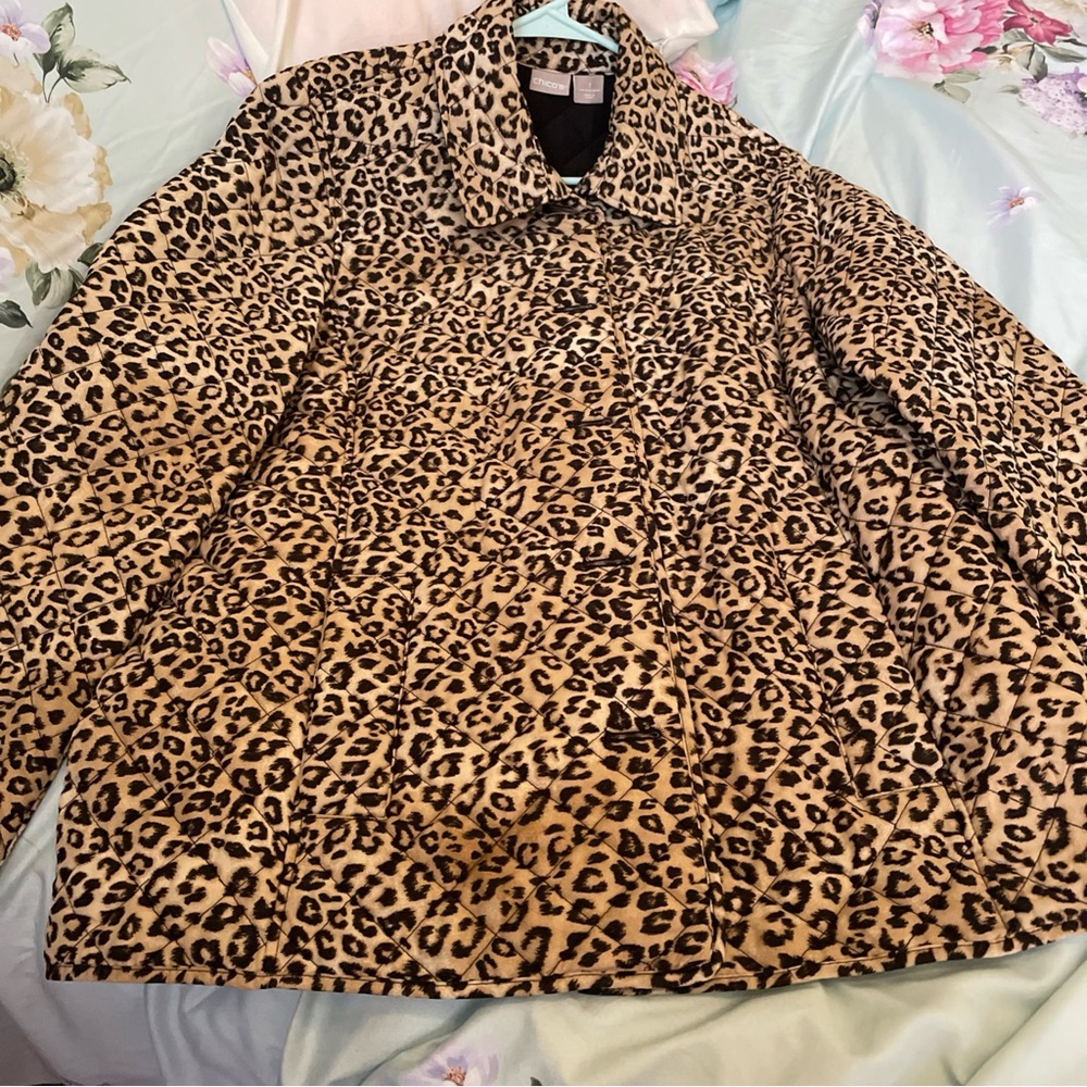 Chico's 🐆 Leopard Print Coat in Tan and Black, Size 3 or XL